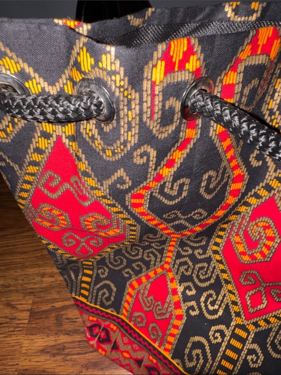 Ethnic Embroidered Bucket Bag in Black & Red